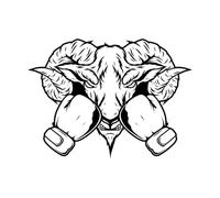 Vinyl Wall Stickers Boxing with Goat Head Drawing 36x49.4cm It Won't Fall Off Black