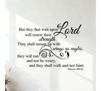 Vinyl Wall Stickers But They that Wait Upon the Lord Shall Renew Their Strength They Shall Mount up with Wings as Eagles They Shall not be Weary. Isaiah 40:31 42x57.9cm Multi Color Selection Black