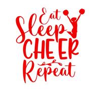 Vinyl Wall Stickers Cheerleading Calligraphy Quotes Eat Sleep Cheer Repeat 36x39.3cm Equipped with Transfer Film kit Rosered
