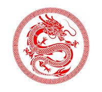 Vinyl Wall Stickers Chinese Dragon Asian Style 36x36cm Multiple Size Options Small red