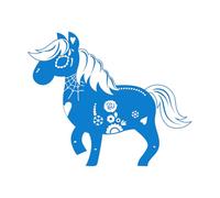 Vinyl Wall Stickers Day of The Dead Horse Drawing Carnival Skull 51x62.4cm Personalized Customization Blue