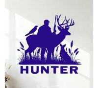Vinyl Wall Stickers Deer Hunting Dad 35x38cm Do not Damage the wall Surface DarkBlue