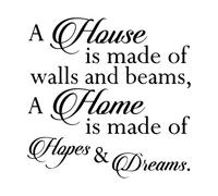 Vinyl Wall Stickers Family Quotes A House is Made of Beams and Houses 36x36cm Do not Damage The Wall Surface Small Black