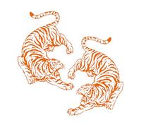 Vinyl Wall Stickers Fighting Tigers Animals Fight Predators 72x72.7cm Window Decals Orange