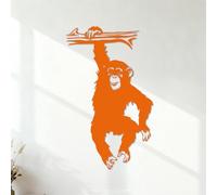 Vinyl Wall Stickers Funny Monkey Tree Cartoon Jungle Forest Animal Branch 35x57.2cm Wall beautification Orange