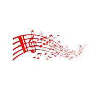Vinyl Wall Stickers Happy New Year and Music Notes on a Stave 48x119.4cm It Won't Fall Off Red