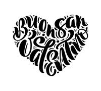 Vinyl Wall Stickers Happy Valentines Day Italian Saint Valentine Calligraphy Text 65.6x81.1cm Store Decoration Black