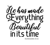 Vinyl Wall Stickers he has Made Everything Beautiful in It's time 42x46.6cm Glass Stickers Black