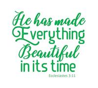 Vinyl Wall Stickers he has Made Everything Beautiful in It's time 54.6x60.6cm Removable Without Leaving Glue Green