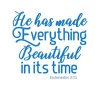 Vinyl Wall Stickers he has Made Everything Beautiful in It's time 67.2x74.6cm It Won't Fall Off Blue