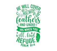 Vinyl Wall Stickers He Will Cover You with His Feathers and Under 45x78.4cm Store Decoration Green