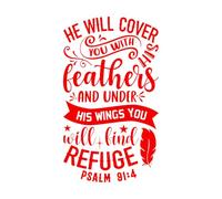 Vinyl Wall Stickers He Will Cover You with His Feathers and Under 45x78.4cm Wall beautification Red