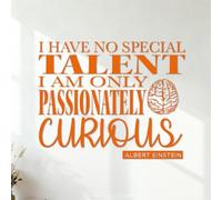 Vinyl Wall Stickers I Have no Special Talents. I am only Passionately Curious. Albert Einstein 54.6x68.4cm Multiple Size Options Orange