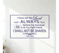 Vinyl Wall Stickers I Have Set The Lord Always Before me Because he is at My Right Hand I Shall not be Shaken. Psalm 16:8 54.6x91.9cm Car Body Decoration DarkBlue
