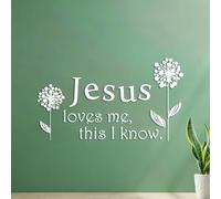 Vinyl Wall Stickers Jesus Loves Me This I Know 35x61.3cm It Won't Fall Off White