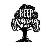 Vinyl Wall Stickers Keep Growing Boy Under The Tree Lettering Motivation 68x87.9cm Do not Damage The Wall Surface Black
