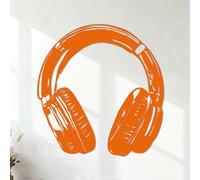 Vinyl Wall Stickers Music Headphones Headset Rock Pop Studio Funny 54.6x56.9cm Multiple Size Options Orange