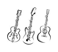 Vinyl Wall Stickers Music Rock Pop Notes Guitar Musical Instrument 68x79.4cm Self Adhesive Black