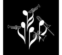 Vinyl Wall Stickers Notes Musicians Orchestra Wind Instrument Trumpet Tuba 54x54.9cm Art Decoration White