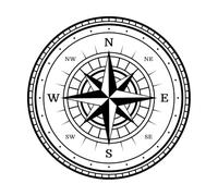 Vinyl Wall Stickers Old Compass Vintage map Wind Rose Travel 42x42cm Store Decoration Black
