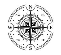 Vinyl Wall Stickers Old Compass Vintage Wind Rose Marine Navigation 42x42.2cm Do not Damage The Wall Surface Black