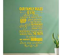 Vinyl Wall Stickers Our Family Rules be Kind Share Smile Laugh & Have Fun. 42x73.4cm Multiple Size Options Yellow