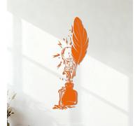 Vinyl Wall Stickers Research Feather Ink Creative Writer Inspiration 41.6x106.9cm Art Mural Painting Orange