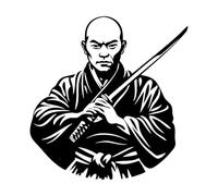 Vinyl Wall Stickers Samurai Warrior Portrait with Katana Intricate Design Powerful Symbol 67.2x69.6cm Do not Damage The Wall Surface Black