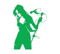 Vinyl Wall Stickers Singer Music Beautiful Girl with Microphone 34x45.5cm Removable Without Leaving Glue Green