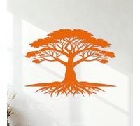 Vinyl Wall Stickers Spiritual Tree icon with Delicate Branches and Rooted Base 42x56.5cm It Won't Fall Off Orange