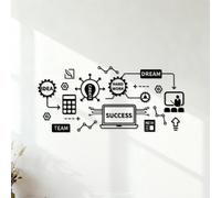 Vinyl Wall Stickers Teamwork Success Hard Work Dream Team Inspiring Motivational Quotes Geek 34x74.4cm Art Mural Painting Black