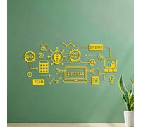 Vinyl Wall Stickers Teamwork Success Hard Work Dream Team Inspiring Motivational Quotes Geek 40.8x89.3cm Can Modify and add Information Yellow