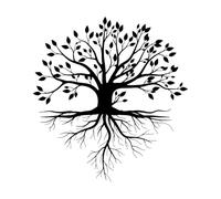 Vinyl Wall Stickers Tree Life Root with Leaves Branches with Leaf 54x57.6cm Removable Without Leaving Glue Black