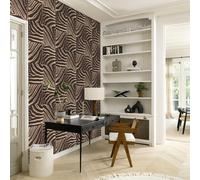 Brown Zebra Pattern Animal Print Textured Wallpaper Rasch Extra Washable Vinyl