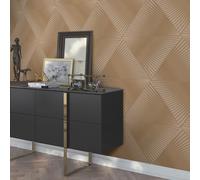 3D Effect Metallic Geometric Textured Vinyl Wallpaper with Satin Finish in Gold Perfect for Feature Walls Erismann 10404-30