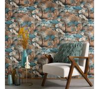 Vinyl Wallpaper Textured Gentle Landscape Trees Green / Blue Erismann 10433-19