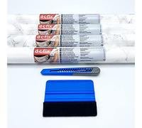 Vinyl Warehouse 4 rolls of 67cm x 2m White/Grey Marble d-c-fix Sticky Back Vinyl Furniture Wrap + Application Kit