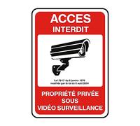 Vinyl Waterproof Anti-UV Protection Sticker - Laminated Laminated Adhesive Signs - Water and UV Resistant - Private Property Under Video Surveillance - No Access - H30 x L21 cm