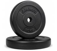 Vinyl Weight Plates, Black Standard Barbell & Dumbbell Plates for Weightlifting, Home Gym Strength Training, Pair & 4 Pack Options (10kg x 2 = 20kg)