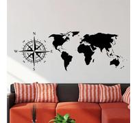 Vinyl World map wall Sticker House Living Room Decal Sticker Nautical Compass Scratch Decal Art