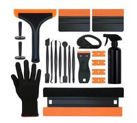Vinyl Wrap Tool, Window Tint Kit, Wallpaper Scraper, Rubber Squeegee, Spray Bottle, Magnetic Holder, Auto Edge Trimmer Bulk, Car Solar Film Tool, Black Orange, 21 in 1