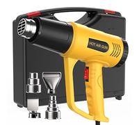 Vinyl Wrapping Heat Gun, Heat Shrink tubing, Paint, epoxy, Candle Making, Adjustable Temperature (Yellow, Two-Position Button with Tool Box) (Tool Box, Plastic, One Size)