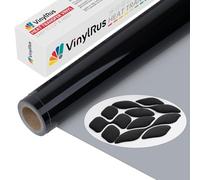 VinylRus Heat Transfer Vinyl-12” x 5ft Heavy Duty Puff Black Iron on Vinyl Roll for Shirts, HTV Vinyl for Silhouette Cameo, Easy to Cut & Weed