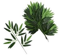 VIOCIWUO 20Pcs Artificial Bamboo Leaves Fake Green Bamboo Stick Greenery Plant for Hotel Home Shelf Wall Farmhouse Bamboo Forest Wind Decoration
