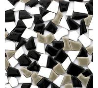 VIOCIWUO Ceramic Mosaic Tiles for Crafts Bulk 200g, Irregular Shape 0.5x2 cm Mosaic Assortment Crafts Supply for DIY Picture Frames Handmade Coasters Art Material Decoration(Mixed Black)
