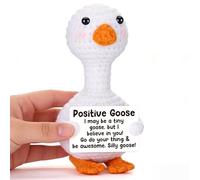 VIOFLUENT Handmade Positive Crochet Goose Plush - Emotional Support Mini Gift, Cute Crochet Animal Decor for Friends, Graduation or Birthday Cheer Up Gifts