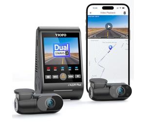 VIOFO A229 Plus 3 Channel Dash Cam, Dual STARVIS 2 Sensors, 3-Channel HDR, 1440P+1440P+1080P Front Inside and Rear Car Camera, 5GHz Wi-Fi, Voice Control, Ultra-Precise GPS, 24 Hours Parking Mode