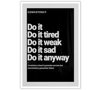 Viokalt Consistency Quotes Canvas Poster Funky Black Motivate Inspirational Quotes Wall Art Gym Bodybuilding Fitness Workout Quotes Prints Painting For Living Room Bedroom Wall Decor 8x12in Unframe