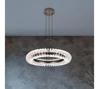 Viokef Alba LED hanging light, brushed grey/clear, Ø 60 cm, metal/acrylic