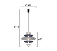 Viokef Azul LED hanging light, height 46 cm, blue/grey/black, felt